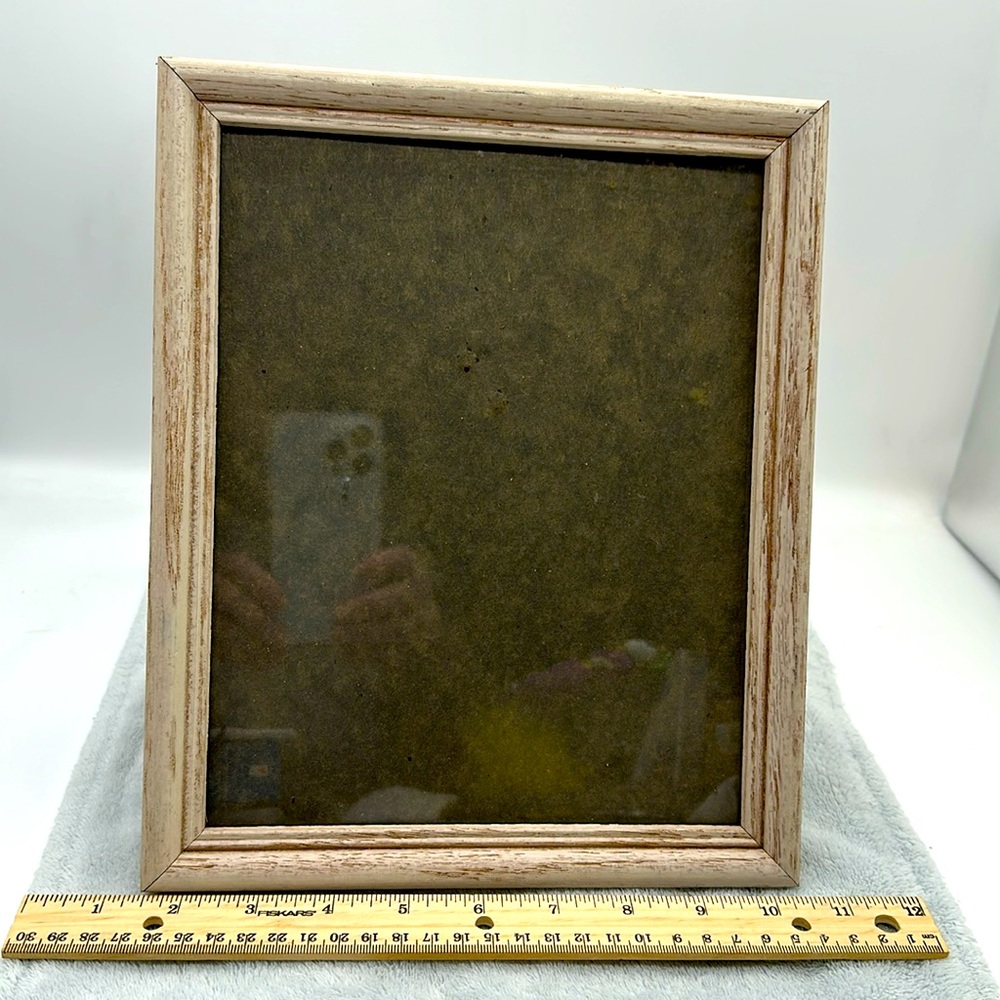 Vintage Sun-Bleached Wooden Frame-Glass Pane Picture Size 8”x 10” approx